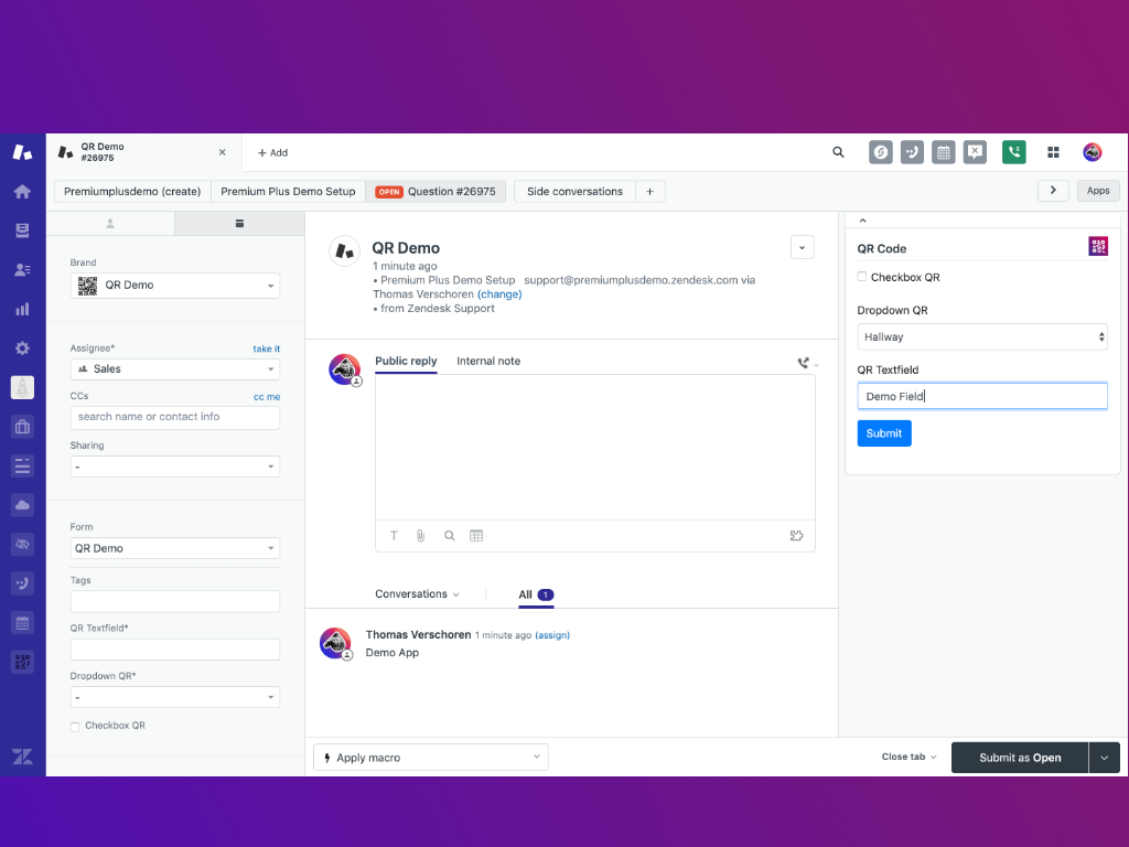 QR Code App for Zendesk