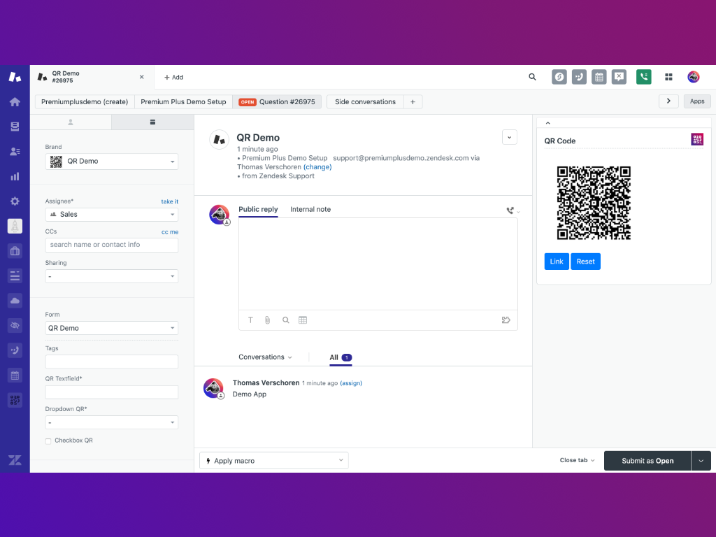 QR Code App for Zendesk